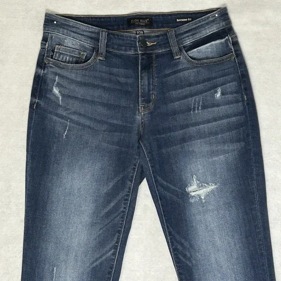 Judy Blue Boyfriend Fit Blue Jeans ~Women's 7/28~ Straight Mid-Rise Stretch - Picture 2 of 10
